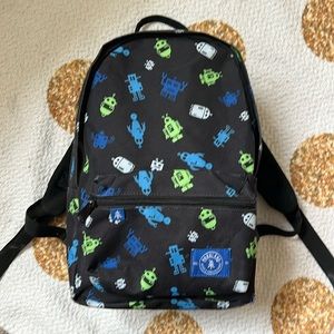 Toddler boys robot, navy blue, black, green backpack
